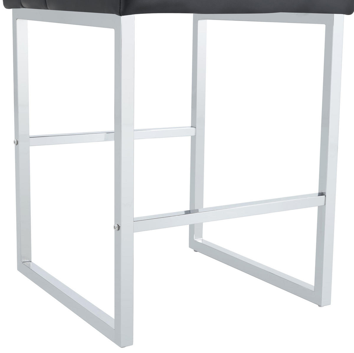 BARSTUHL 2er-Set 91,4 cm PU-Leder Schwarz mit silberfarbenen Metallbeinen - Silberfarben, Metall (53.3/91.4/48cm) - Meubliv