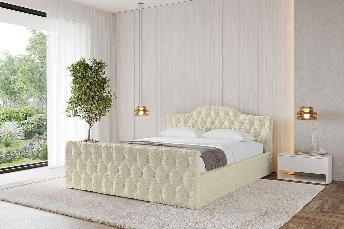 POLSTERBETT mit Bettkasten, Fußteil und Lattenrost, Boxbett ohne Matratze - FALIO-Z-V1 120x200 Beige - Taupe, Holzwerkstoff/Textil (120/200cm) - ALTDECOR