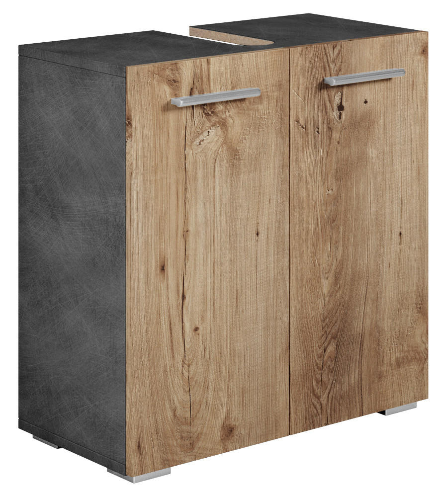 Badplaats SKŘÍŇKA POD UMYVADLO Jupiter 2 dveře šedá / kaštanový dub - 60 x 30 x 60 cm