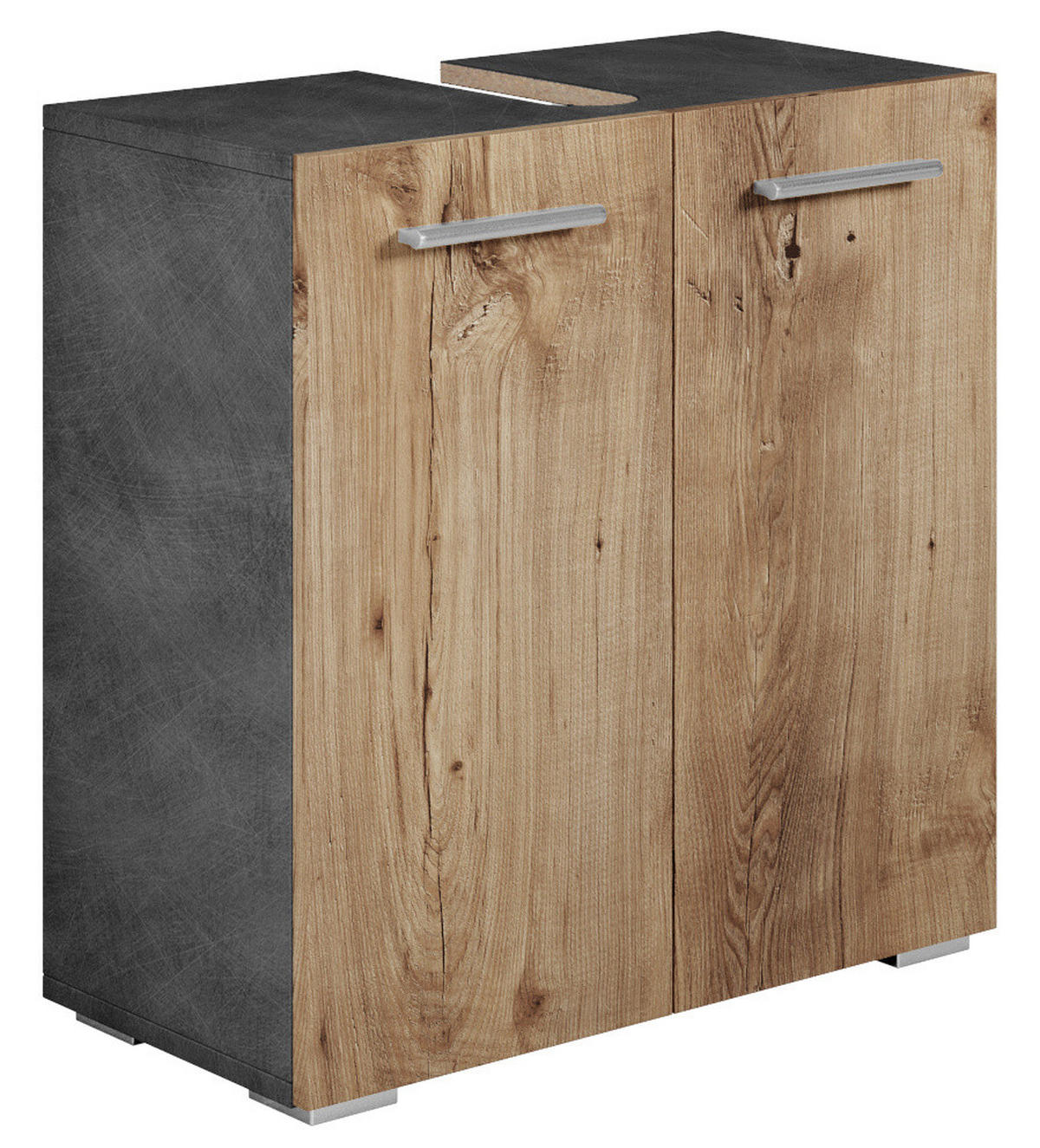 WASCHBECKENUNTERSCHRANK Jupiter 2 Türen Grau / Kastanien Eiche - 60 x 30 x 60 cm - Honigeiche/Grau, Holz (60/60/30cm) - Badplaats