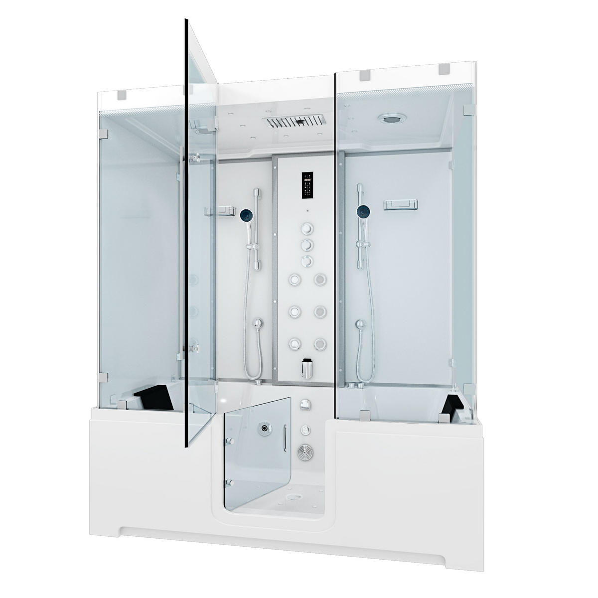 BADEWANNE Dusche K88-WS-TH-A-EC-EA Duschtempel - Weiß, Glas/Kunststoff (180/228/100cm) - AcquaVapore by Sandra Jentho