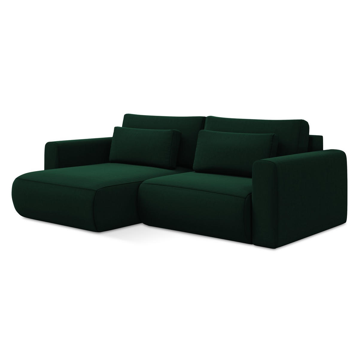 ECKSOFA mit Schlaffunktion Samt Stoff Grün - Dunkelgrün/Schwarz, Kunststoff/Textil (149/240cm) - LaMiaSofa