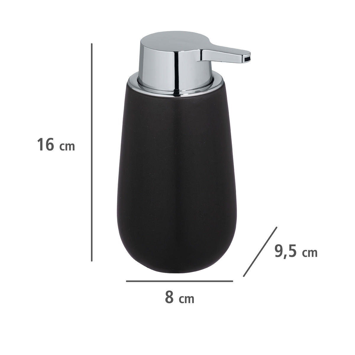 SEIFENSPENDER Badi 9,5/8/16 cm - Schwarz, Keramik (8/16/9.5cm) - Wenko