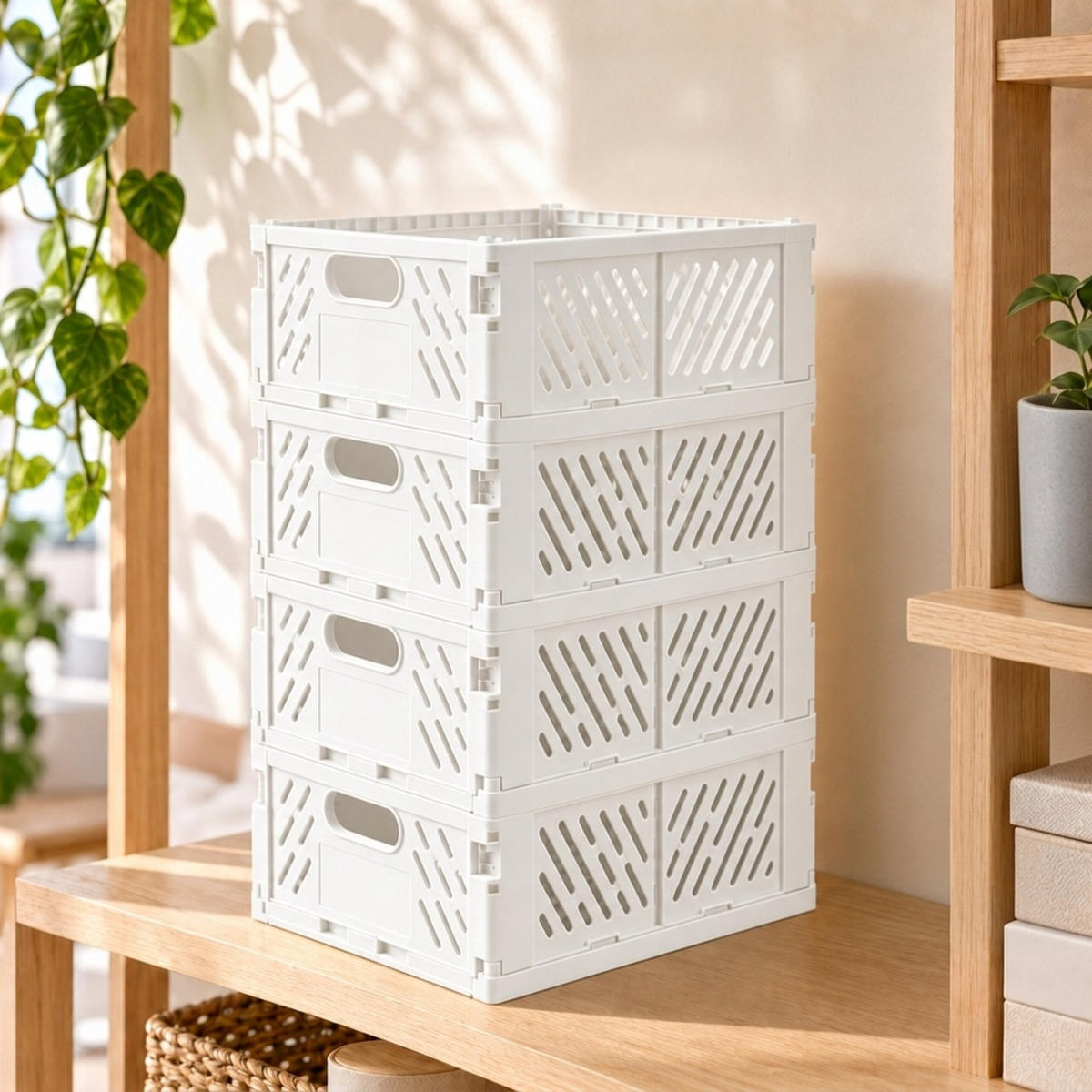 SKLÁDACÍBOX Bílá sada-4 plast - bílá, plast (29/12/21cm) - Relaxdays