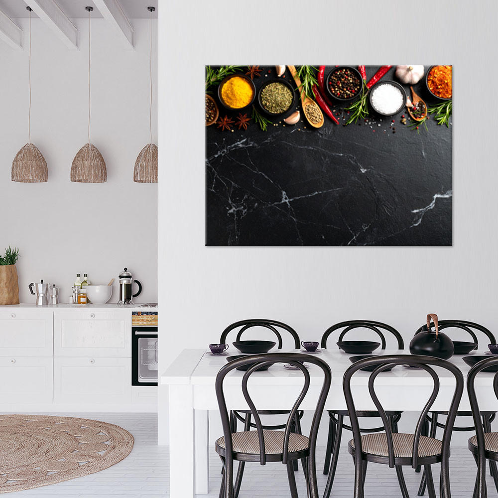 LEINWANDBILD Bunte Gewürze und Kräuter Pflanzen 120x80cm - Grau, Textil (120/80cm) - Feeby