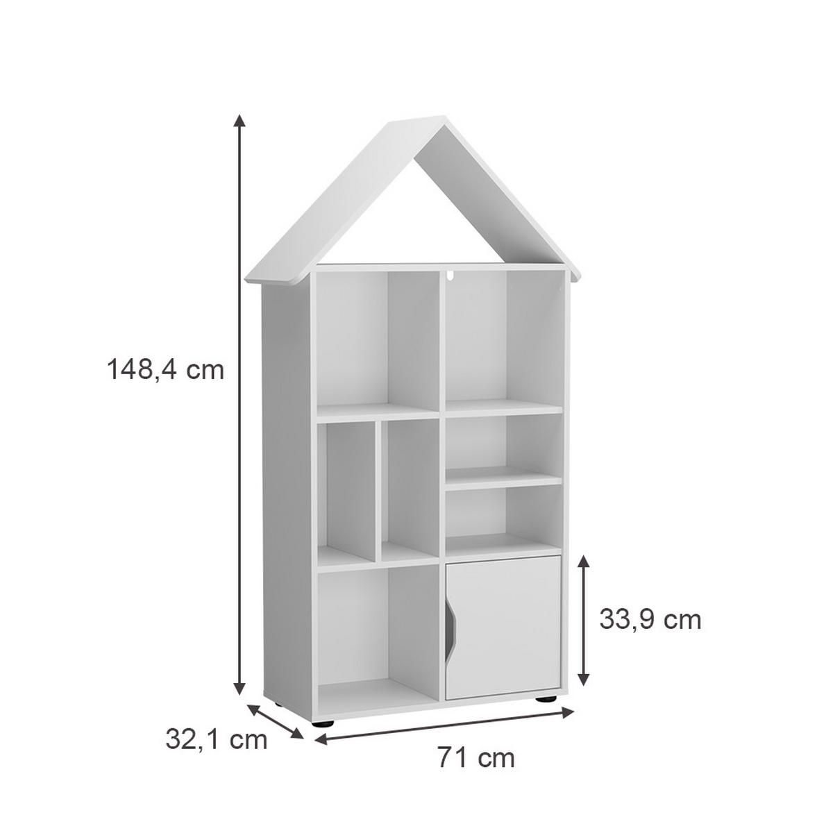 KINDERREGAL Estell Weiß 71 x 148.4 cm - Weiß, Holzwerkstoff (71/148.4/32.1cm) - Vicco