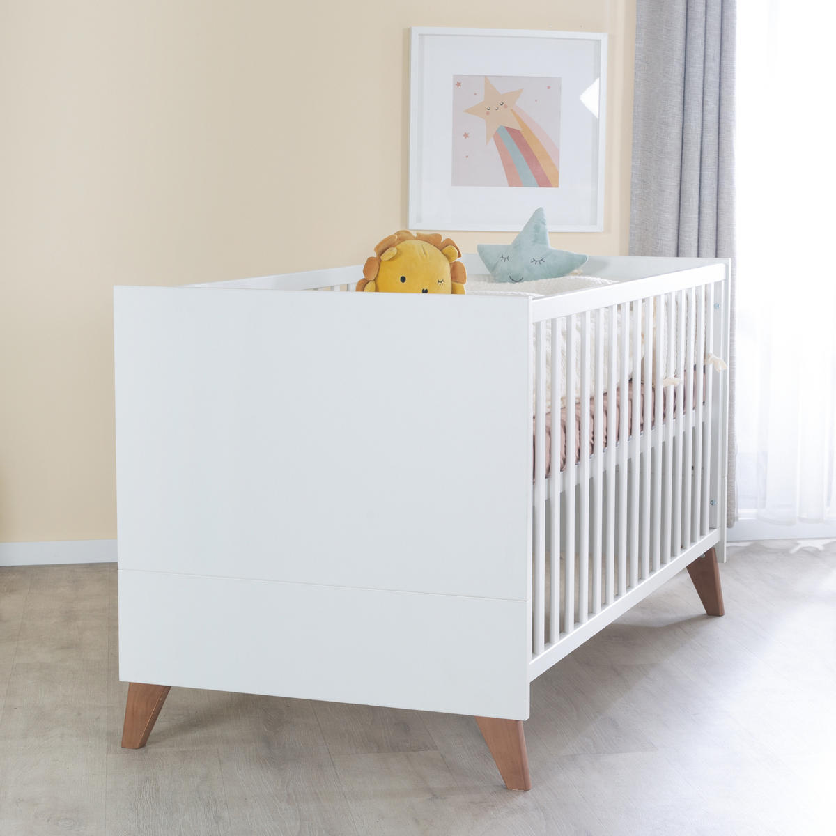 BABYZIMMER-SET Lennie 2-teilig - Eichefarben/Weiß, Eichenholz/Holz (76/82/144cm) - Roba