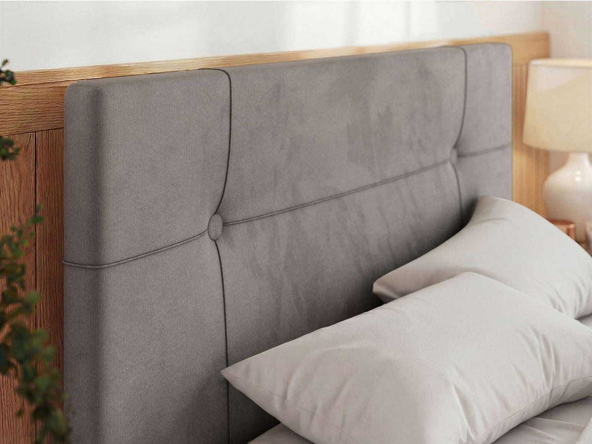 ČALÚNENÁ POSTEĽ CALERIO CLASSIC 140/200 - Svetlosivá Samet - Matrac Multipocket - čierna/svetlosivá, textil/plast (140/200cm) - MKS