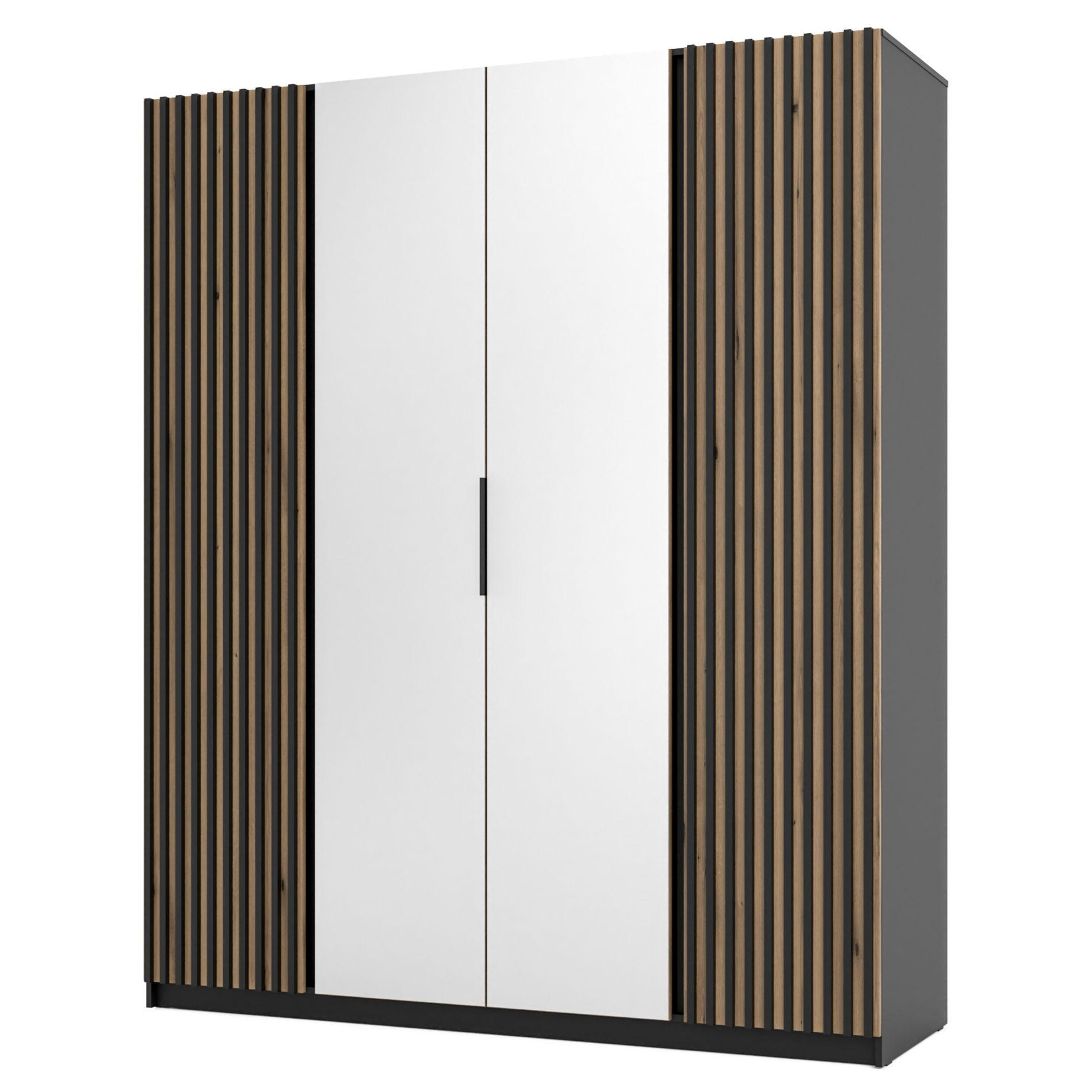 KLEIDERSCHRANK Kaja Eiche/ Schwarz 200 cm - Eichefarben/Schwarz, Holzwerkstoff/Metall (200/239/61.9cm) - Selsey