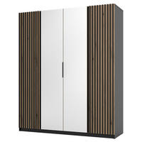 KLEIDERSCHRANK Kaja Eiche/ Schwarz 200 cm - Eichefarben/Schwarz, Holzwerkstoff/Metall (200/239/61.9cm) - Selsey