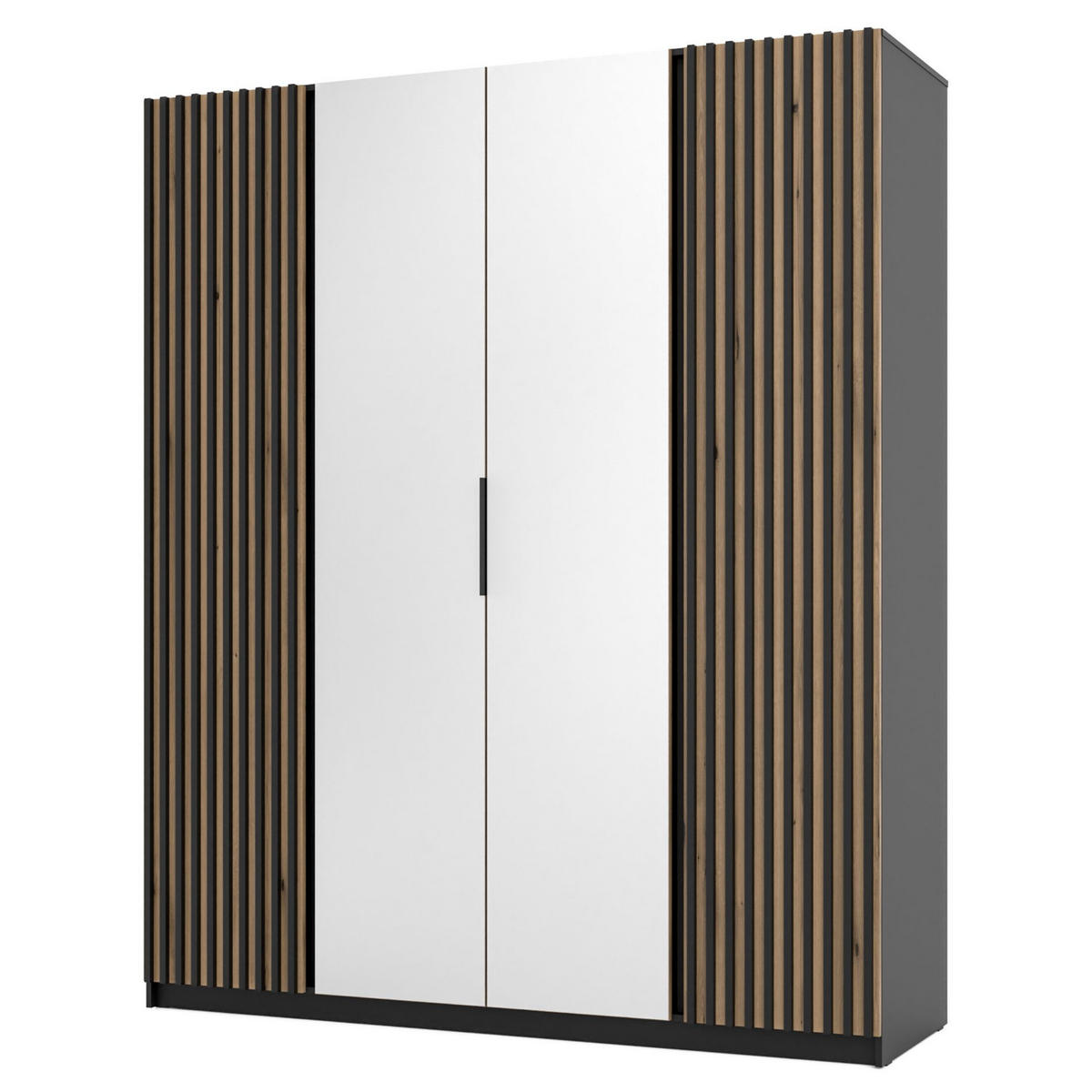 KLEIDERSCHRANK Kaja Eiche/ Schwarz 200 cm - Eichefarben/Schwarz, Holzwerkstoff/Metall (200/239/61.9cm) - Selsey