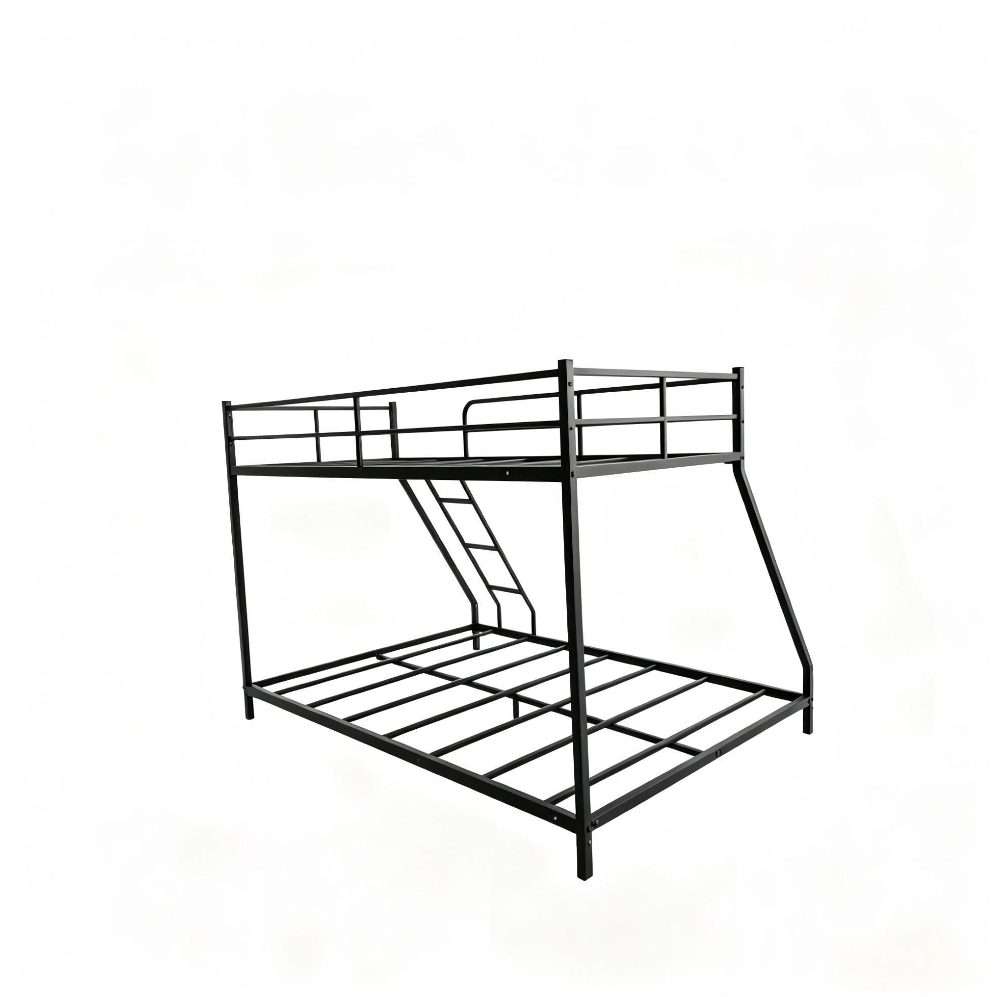 ETAGENBETT 140/200 cm Schwarz Metall mit Schutzgeländer - Schwarz, Metall (140/200cm) - MIVRAY