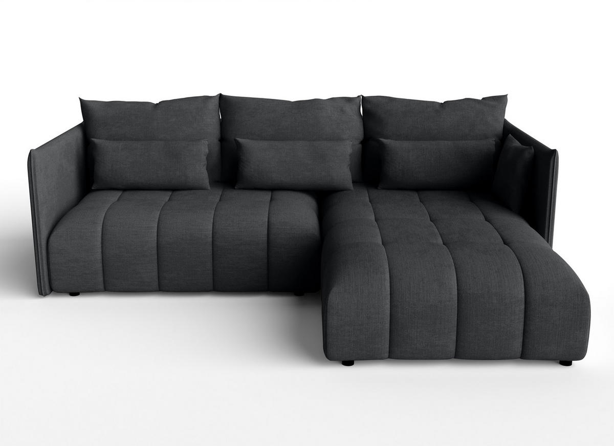 ECKSOFA L Form Cosmova Grau 245/182/83 cm mit Schlaffunktion - Schwarz/Grau, Kunststoff/Textil (245/182cm) - AX Living