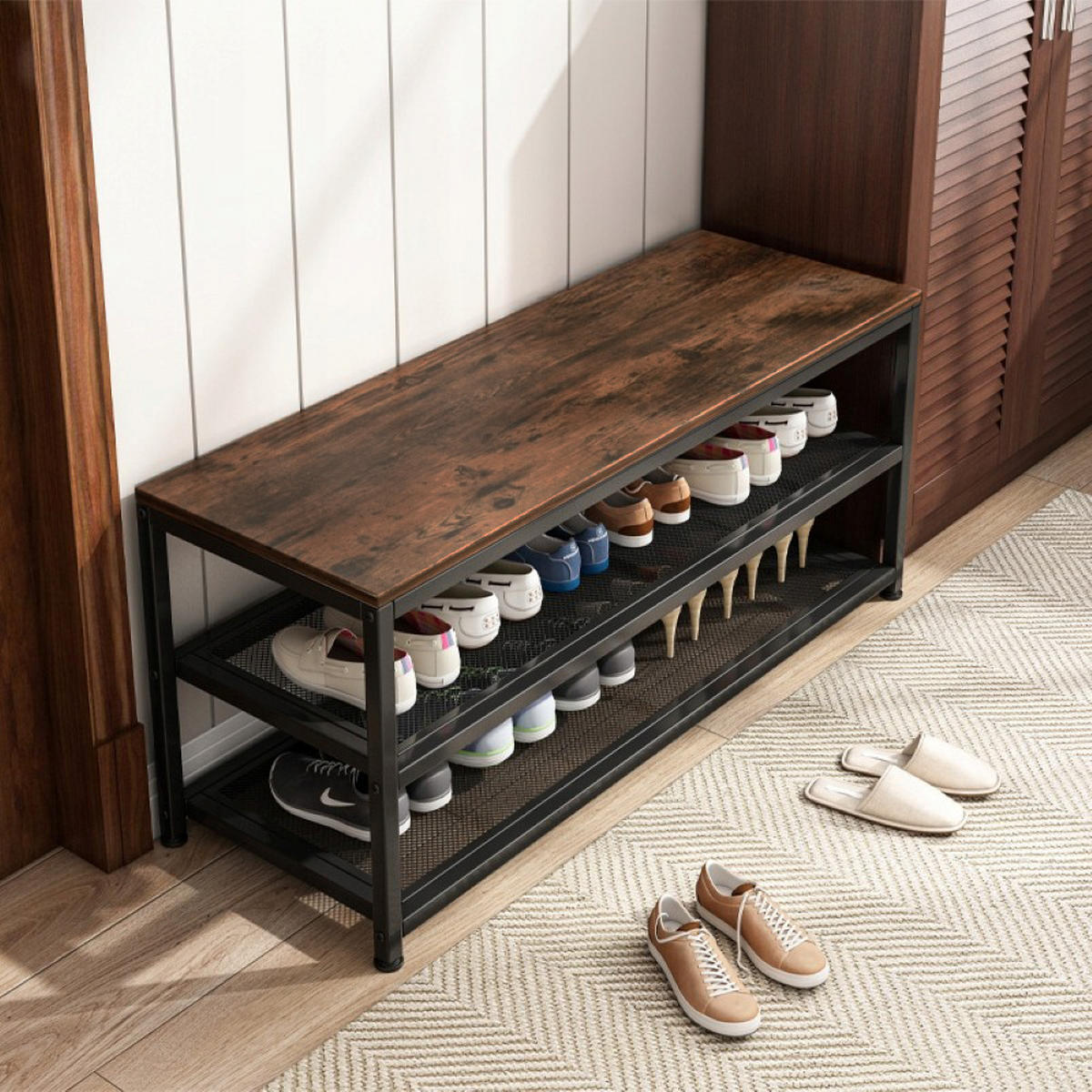 SCHUHSCHRANK, braun, 100/45/30 cm - Braun, Holzwerkstoff (100/45/30cm)