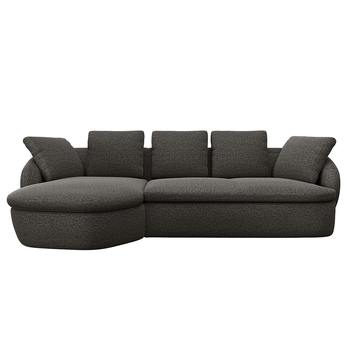 ECKSOFA mit Longchair - Anthrazit/Schwarz, Kunststoff/Textil (276/146cm) - home24