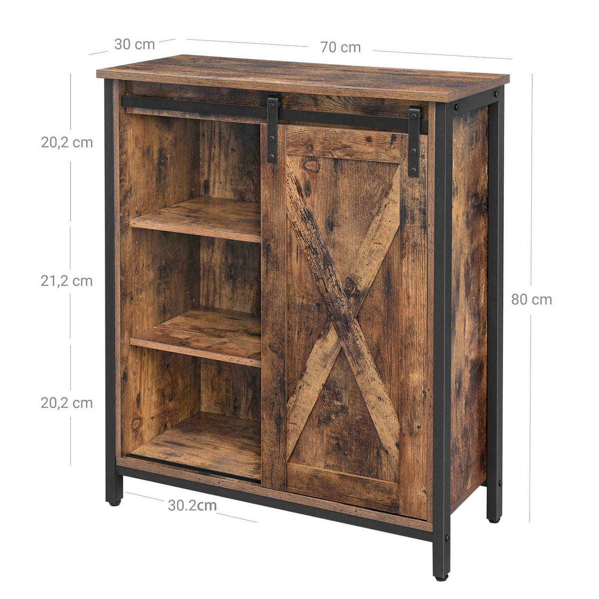 KÜCHENSCHRANK SIDEBOARD MIT SCHIEBETÜR - Braun, Holzwerkstoff (30/80/70cm) - Hansiro