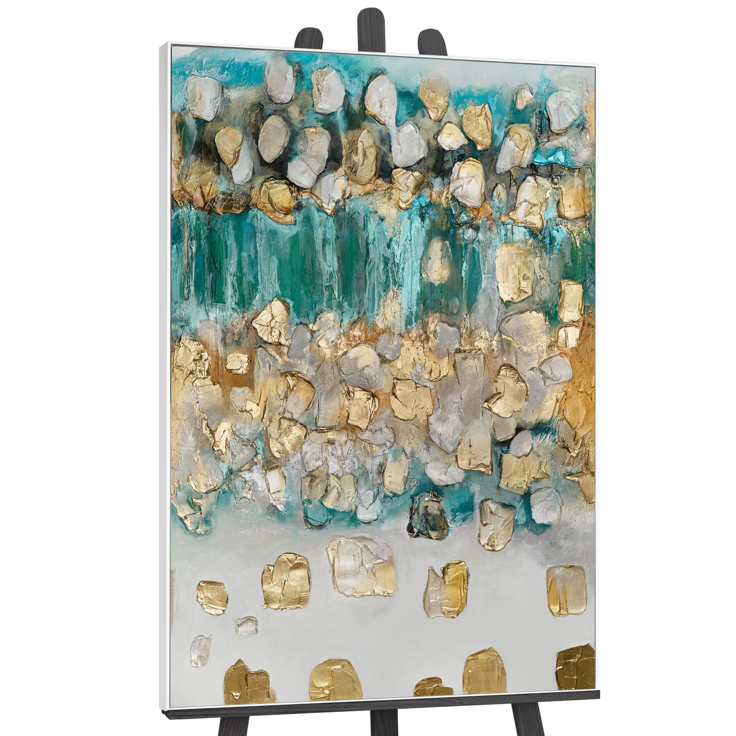 GEMÄLDE Rhythmus der Unendlichkeit Schattenfugenrahmen Weiß 180x120 cm - Weiß, Holz (180/120cm) - YS-art gallery