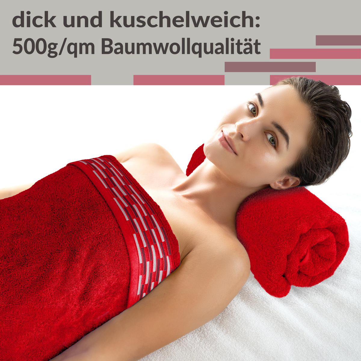 DUSCHTUCH Lugano Rot 2er 70x140 cm - Rot, Textil (70/140cm) - Lashuma