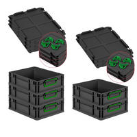 EUROBOX 5x NextGen Color mit Auflagedeckel 12x30x40 cm 11 Liter Schwarz Griffe grün zu - Schwarz/Grün, Kunststoff (30/12/40cm) - PROREGAL