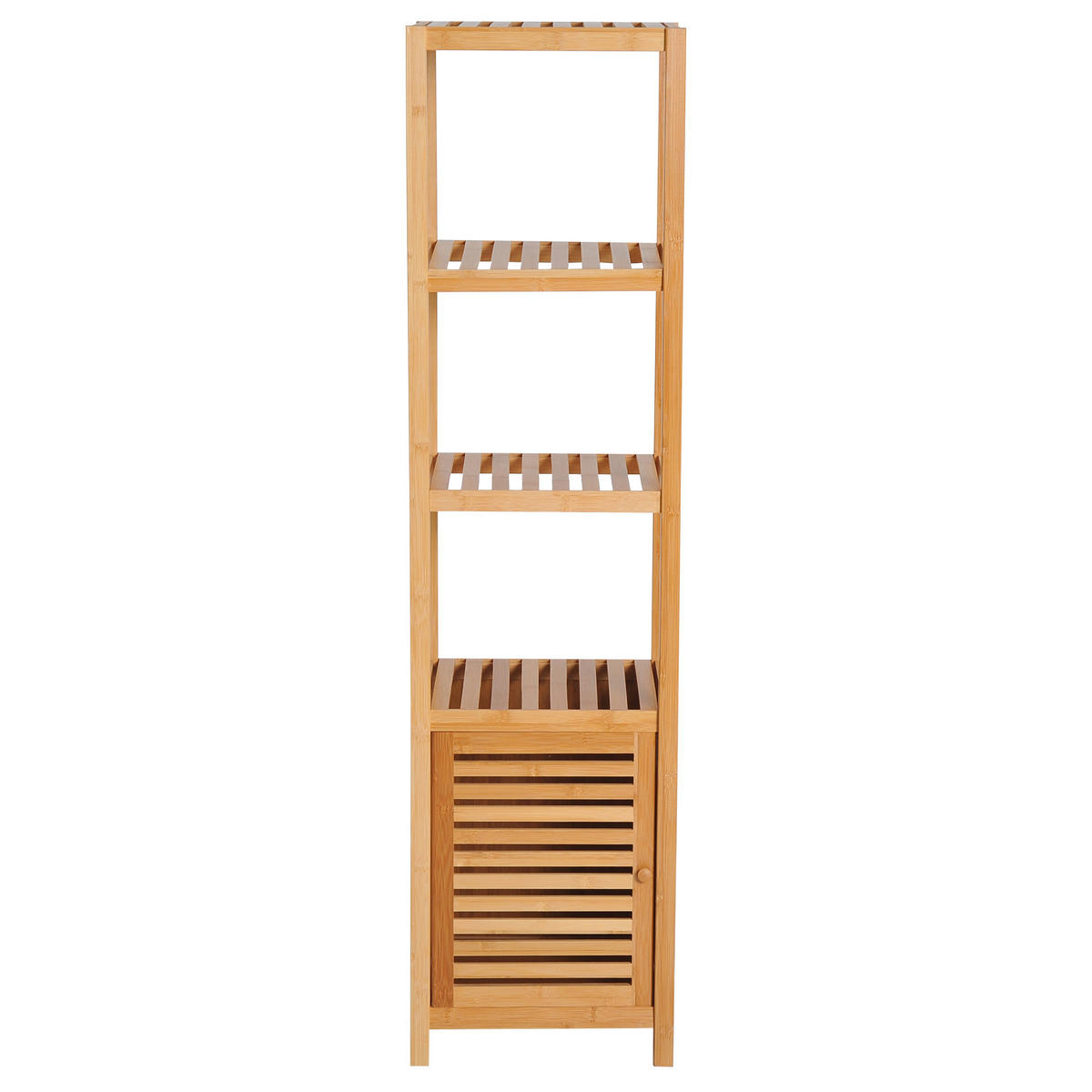 BADEZIMMERSCHRANK DE-10564 schmal & hoch mit Lamellentür Natur - Naturfarben, Naturmaterialien (33/140/36cm) - ComfortXL