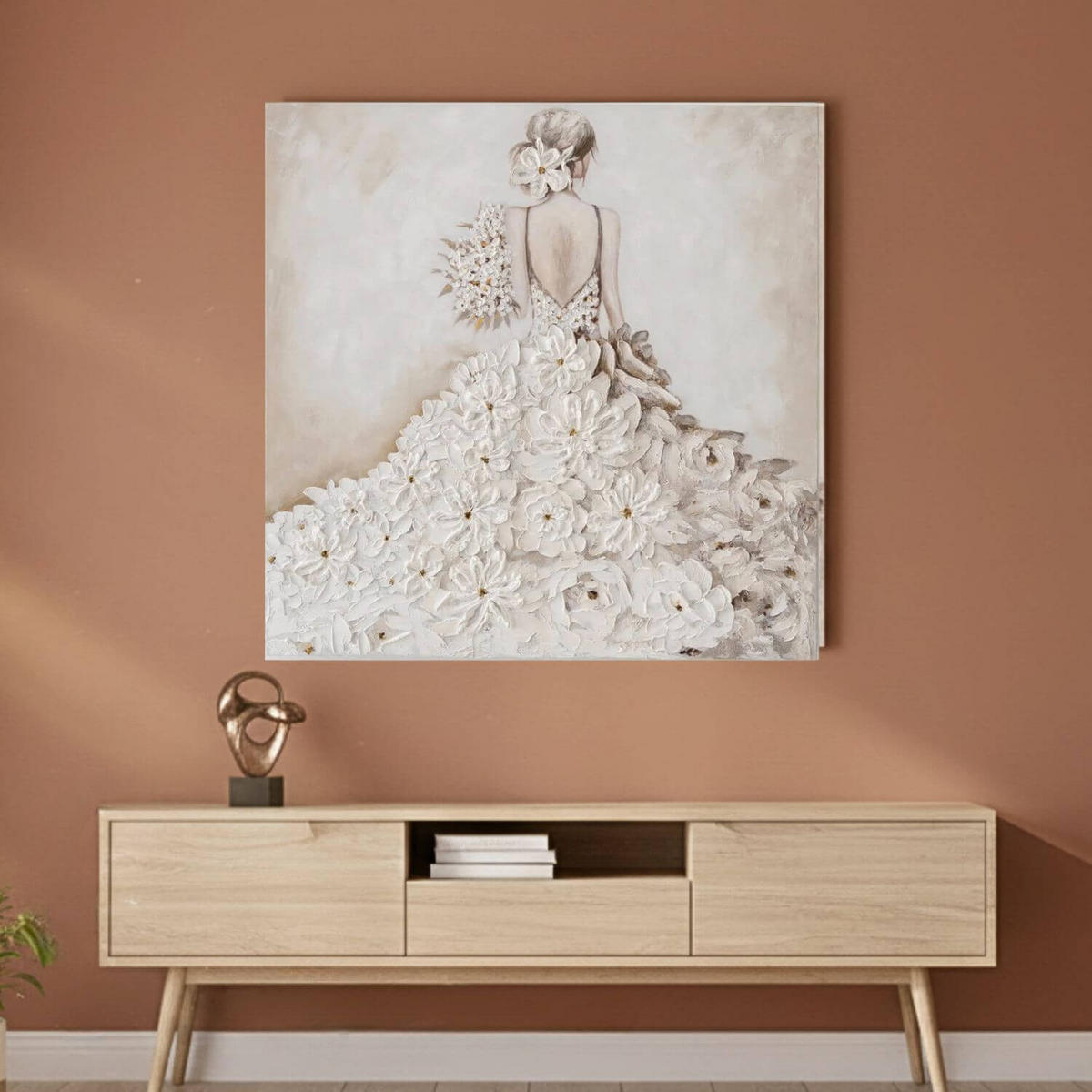 ACRYLBILD HANDGEMALT 80/80 cm - Beige/Weiß, Holz/Textil (80/80cm) - KUNSTLOFT