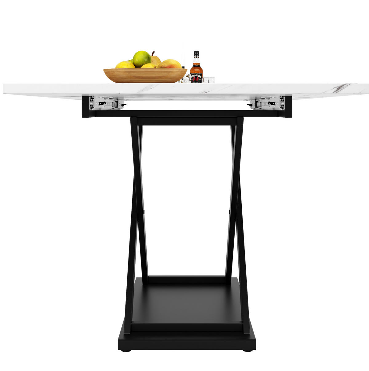 JEDÁLENSKÝ stôl 120-160/80/75 cm, MDF, biely/mramorový, rozkladací - biela, kompozitné drevo (160/80/75cm) - BEAOK