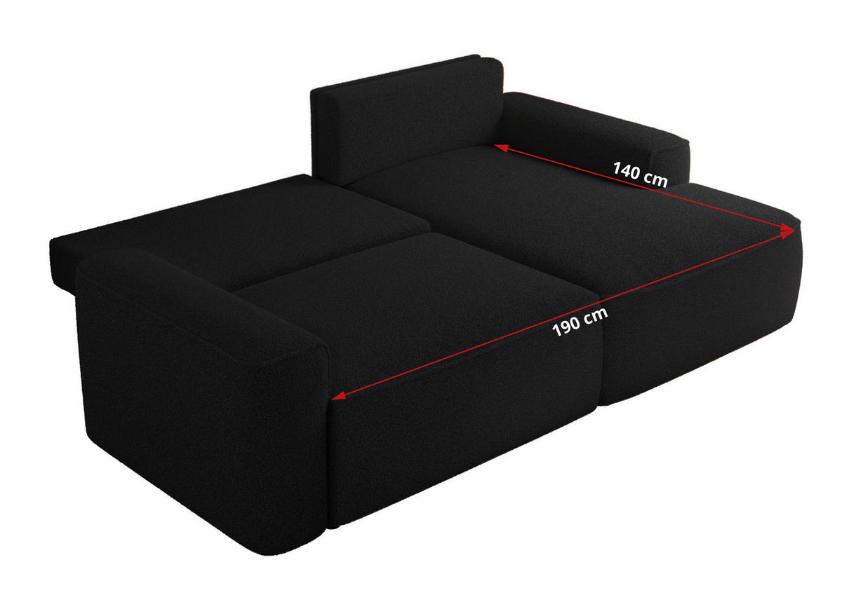 ECKSOFA BELLUNO L Schwarz Boucle - Rechts - Schwarz, Textil (233/144cm) - MKS