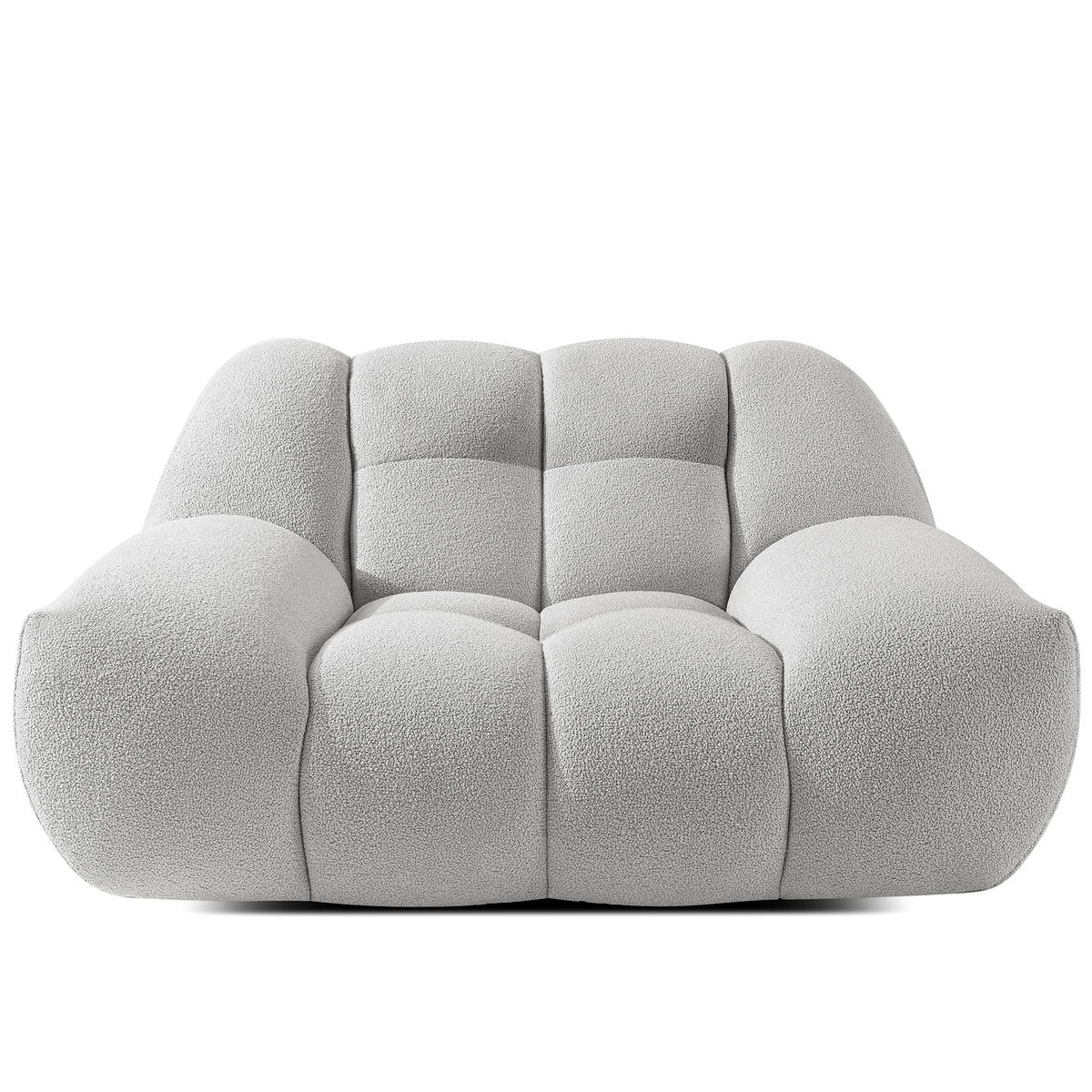 SESSEL VENA Bouclé, Hellgrau - Hellgrau, Holz/Textil (135/72/105cm) - KONSIMO®