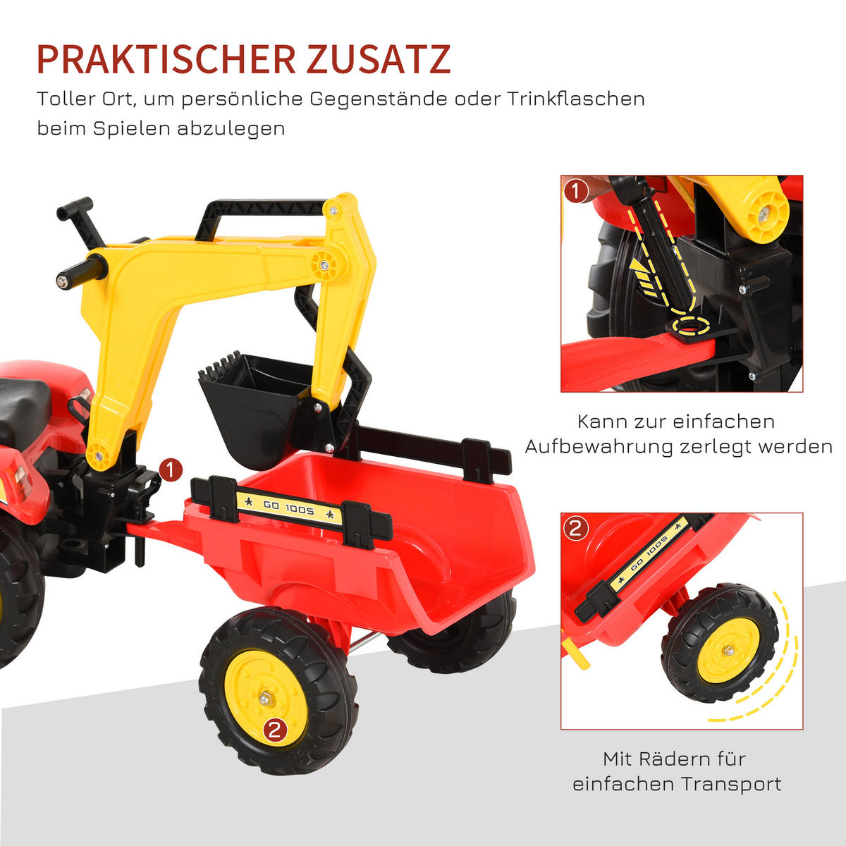 KINDER RUTSCHAUTO, Rot, Stahl+ Kunststoff - Rot, Metall (42/59/179cm) - HOMCOM