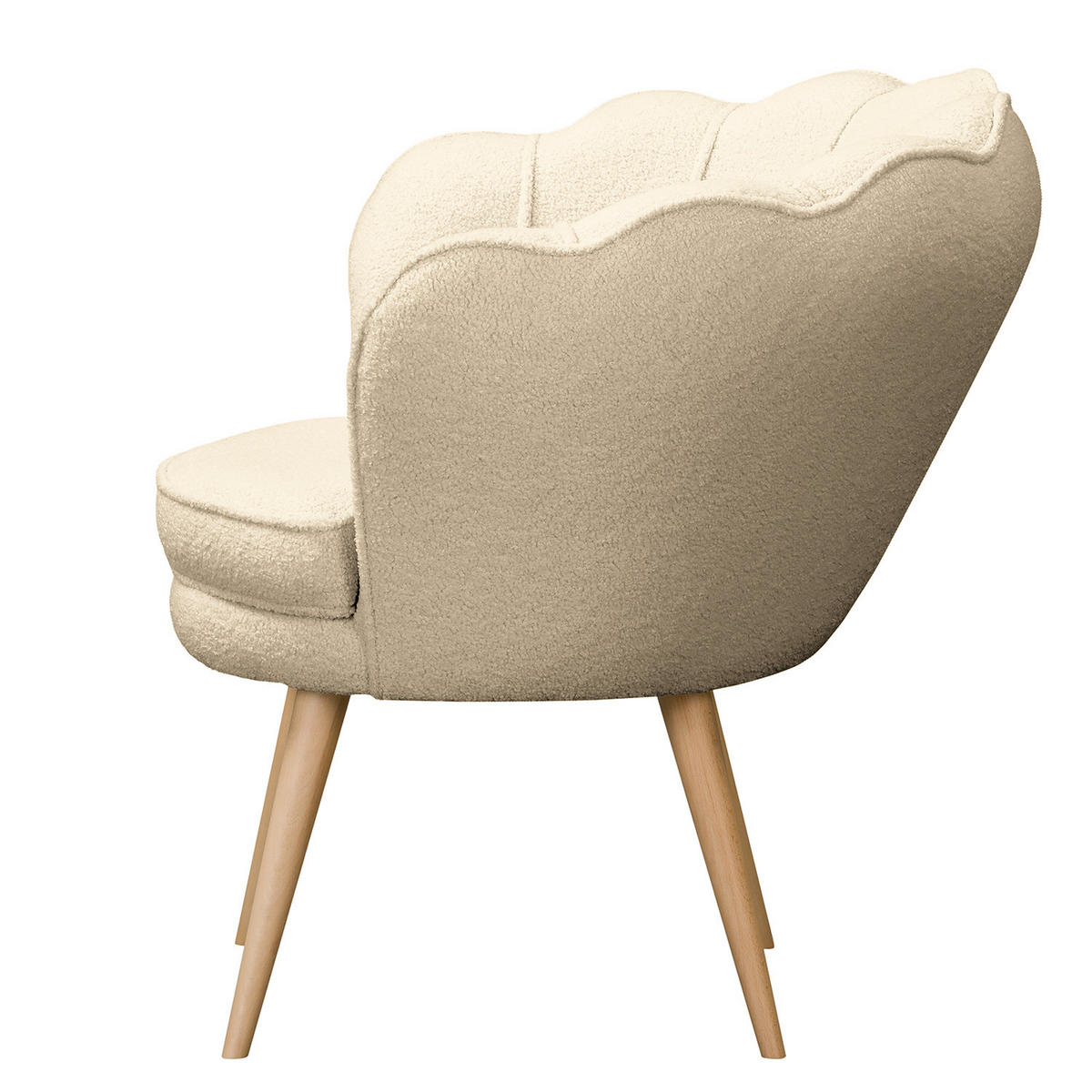 SESSEL - Bouclé, Füße Hell - Beige, Birkenholz/Textil (75/74/75cm) - home24