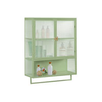KÜCHENOBERSCHRANK 60/23/78 cm aus Glas und Metall mit geriffelter Glastür und Handtuchhalter Grün - Grün, Holzwerkstoff (60/78/23cm) - Modenvie
