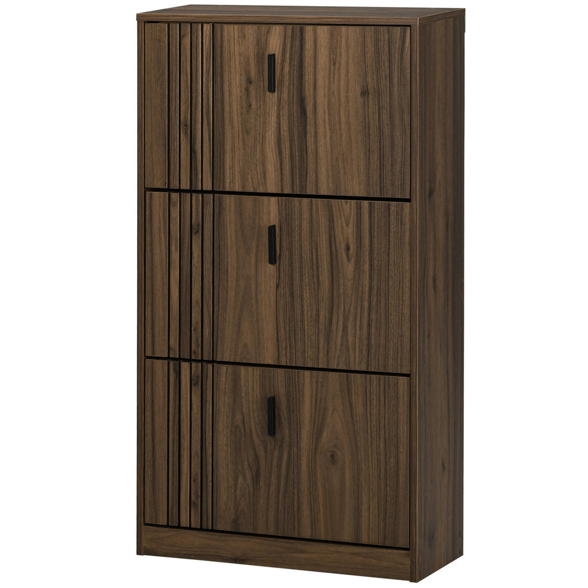 SCHUHSCHRANK DE-15000 3 Klapptüren für 18 Paar Schuhe Dunkles Nussbaum - Walnussfarben, Holzwerkstoff (63/117/24cm) - ComfortXL