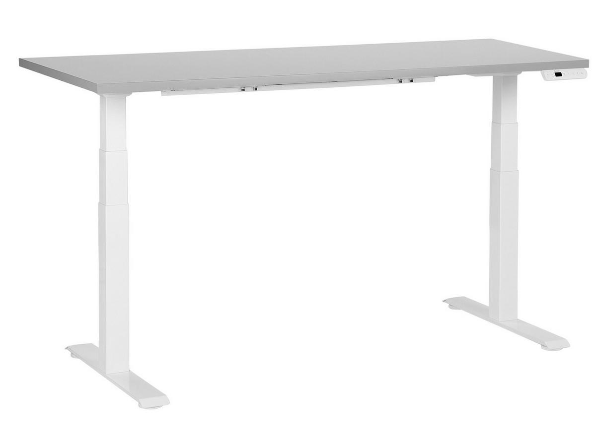 SCHREIBTISCH grauweiß 160/72 cm elektrisch höhenverstellbar Destin III - Weiß/Grau, Holz (72/160/63cm) - Beliani