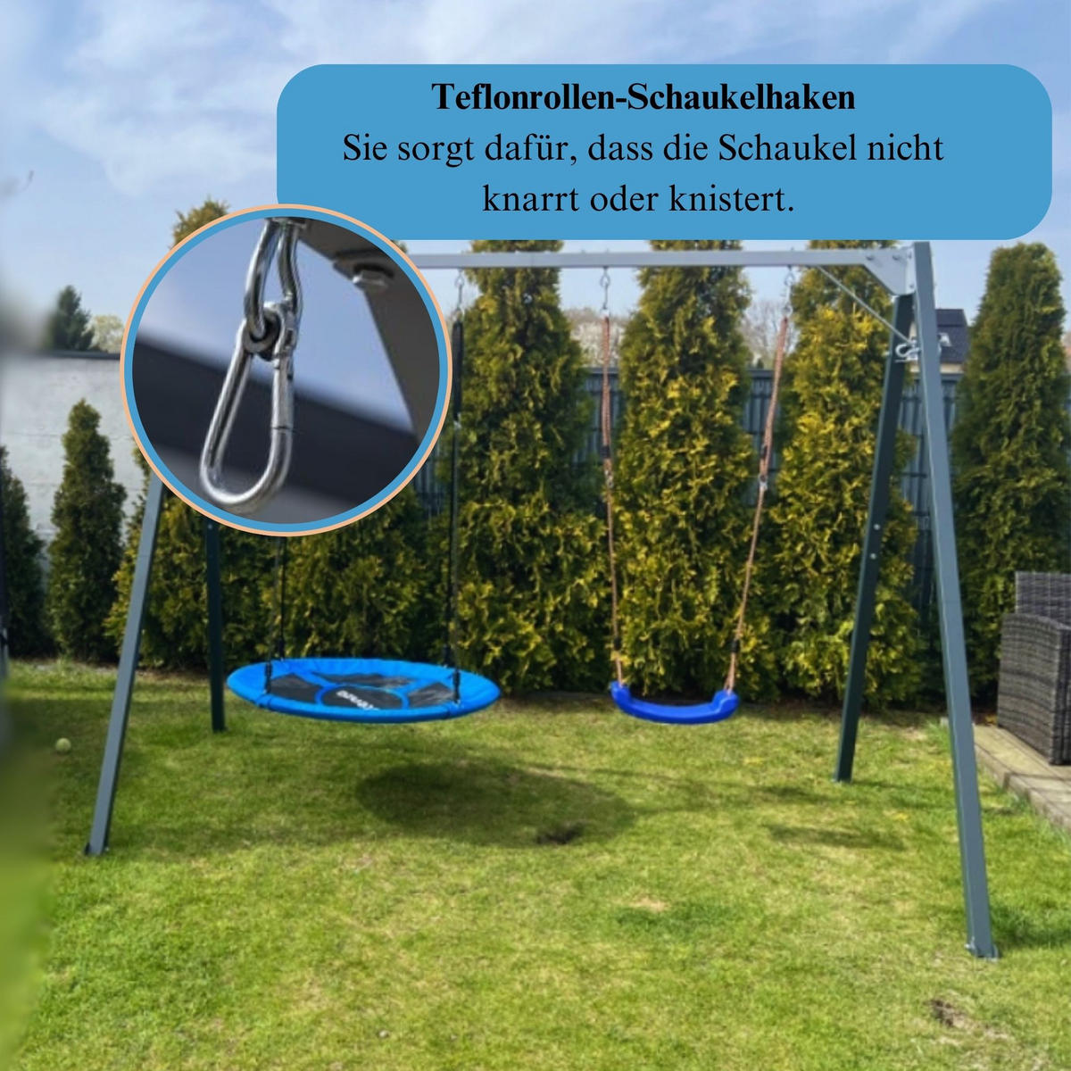 KINDERSCHAUKEL feuerverzinktes Schaukelgestell - Graphitfarben, Metall (250/173cm) - Potenza