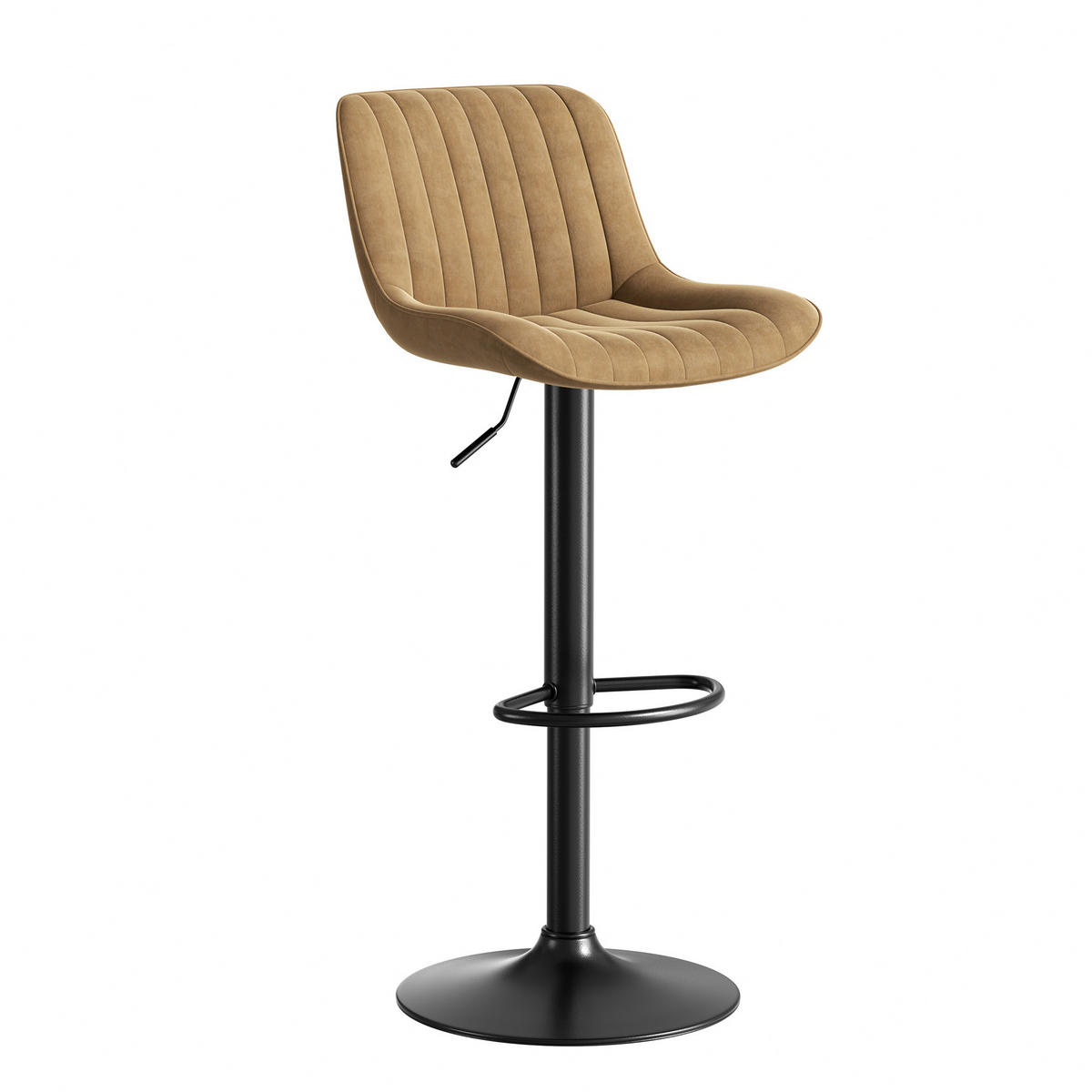 BARHOCKER 4er-Set Braun aus Samt drehbar & höhenverstellbar - Braun, Metall (47/86/46cm) - PANGIVO