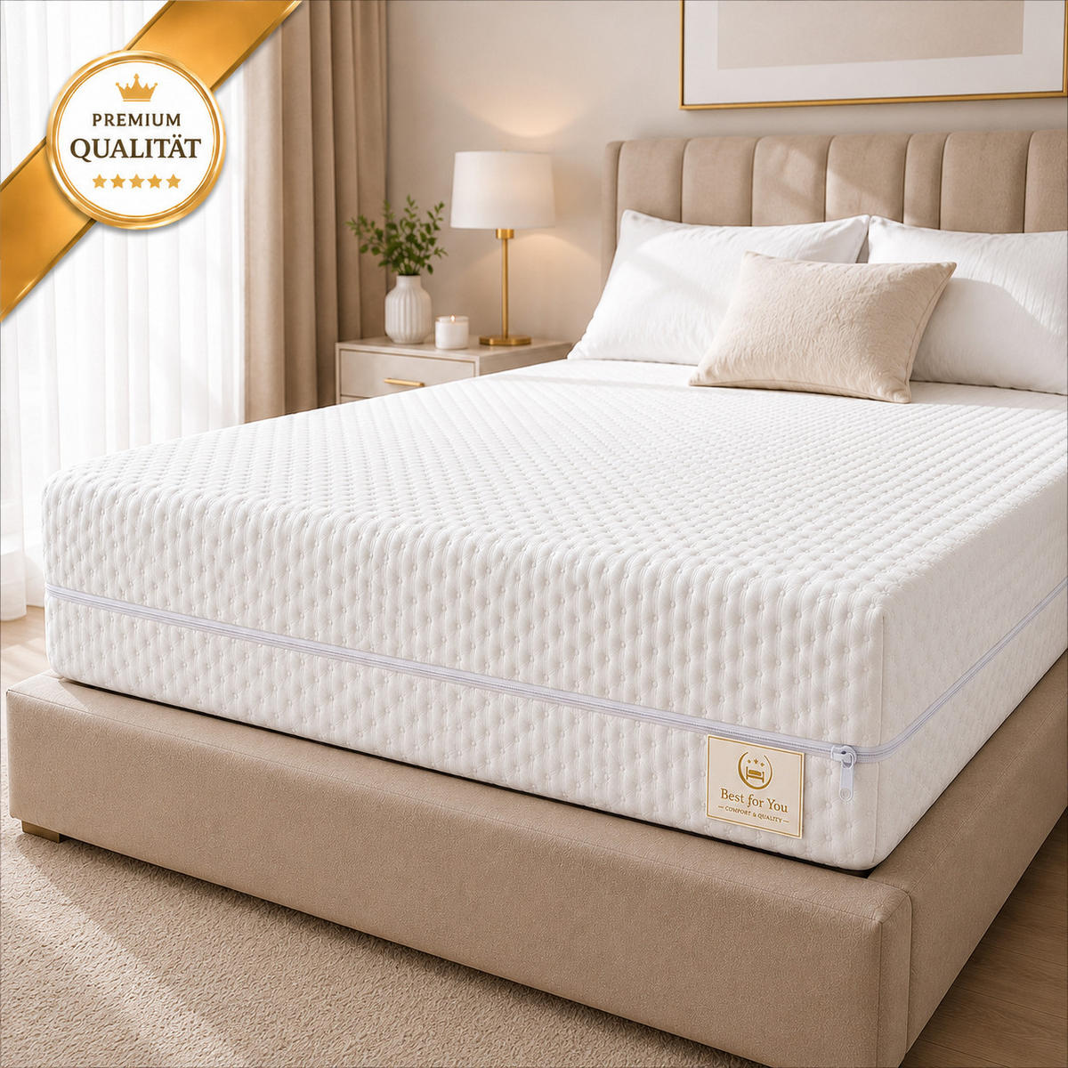MATRATZENBEZUG 140/200/14 cm für Allergiker aus Baumwolle mit Reißverschluss Weiß - Weiß, Textil - Best For Home