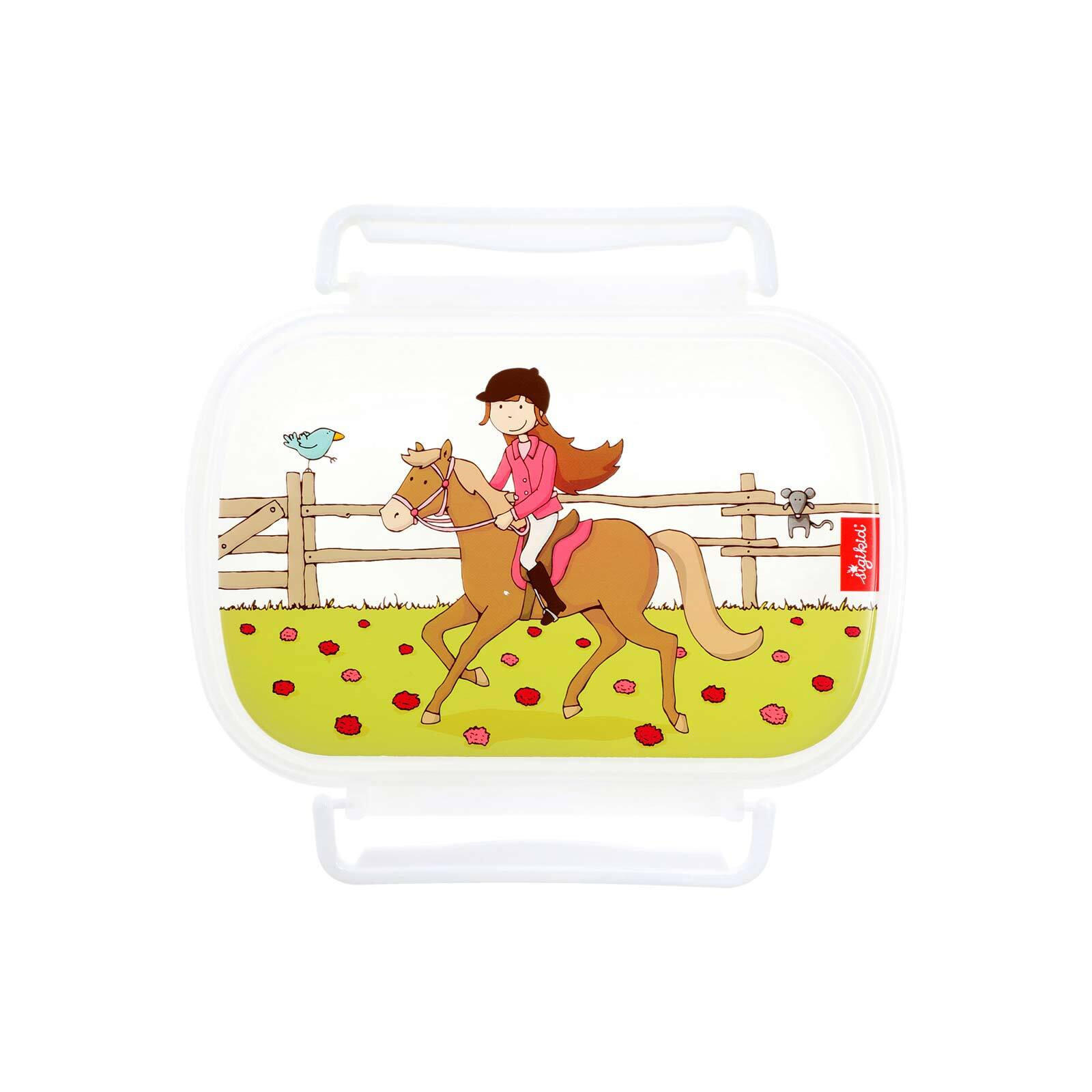 LUNCHBOX Gina Galopp, pink 17 x 11 x 7 cm - Rosa/Grün, Kunststoff (11/7/17cm) - Sigikid