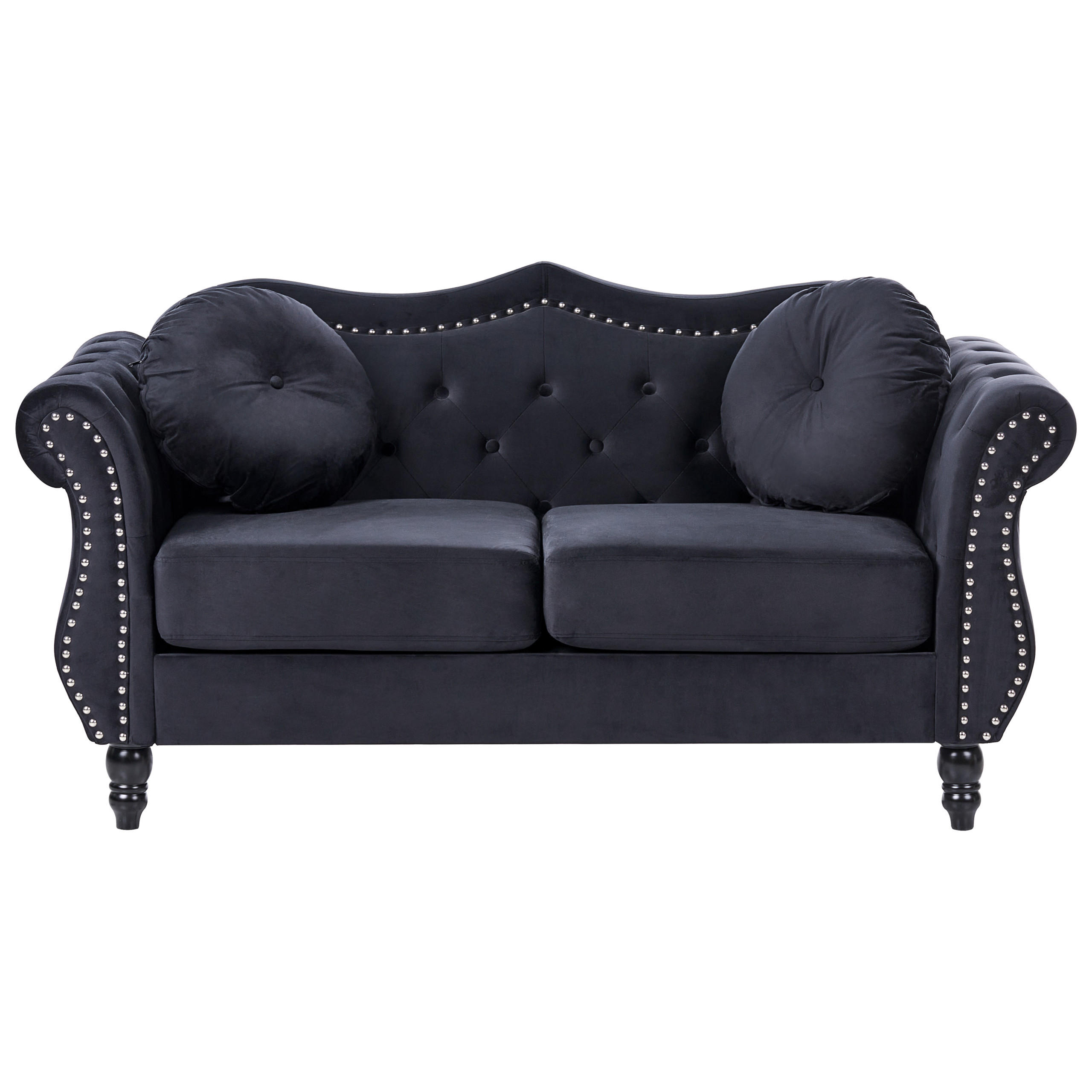2-SITZER-SOFA Samtstoff Schwarz Skien - Schwarz, Textil (166/86/83cm) - Beliani