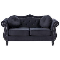 2-SITZER-SOFA Samtstoff Schwarz Skien - Schwarz, Textil (166/86/83cm) - Beliani
