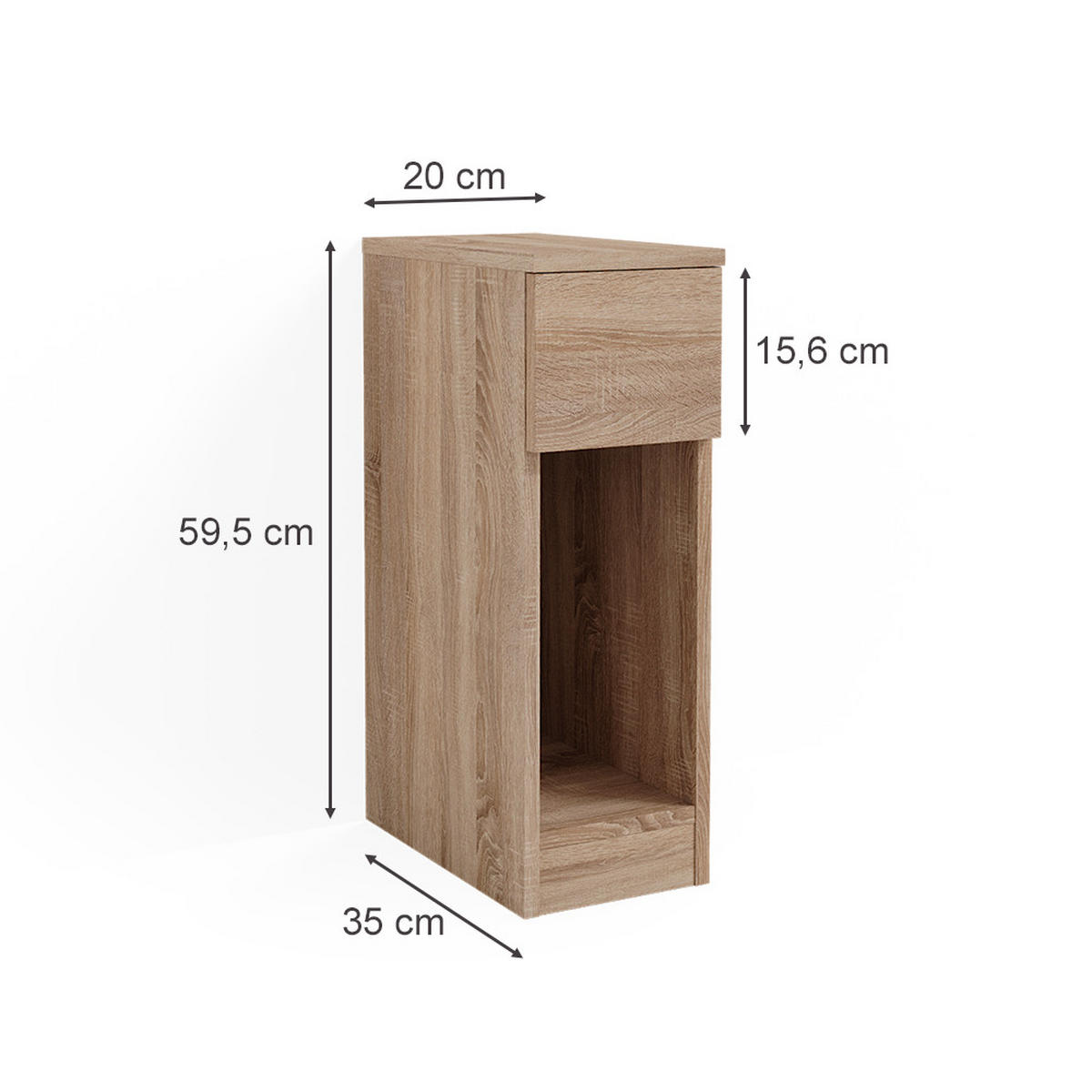 NACHTTISCH Enton Sonoma 20 x 59.5 cm 2er Set - Sonoma Eiche, Holzwerkstoff (20/59.5/35cm) - Vicco
