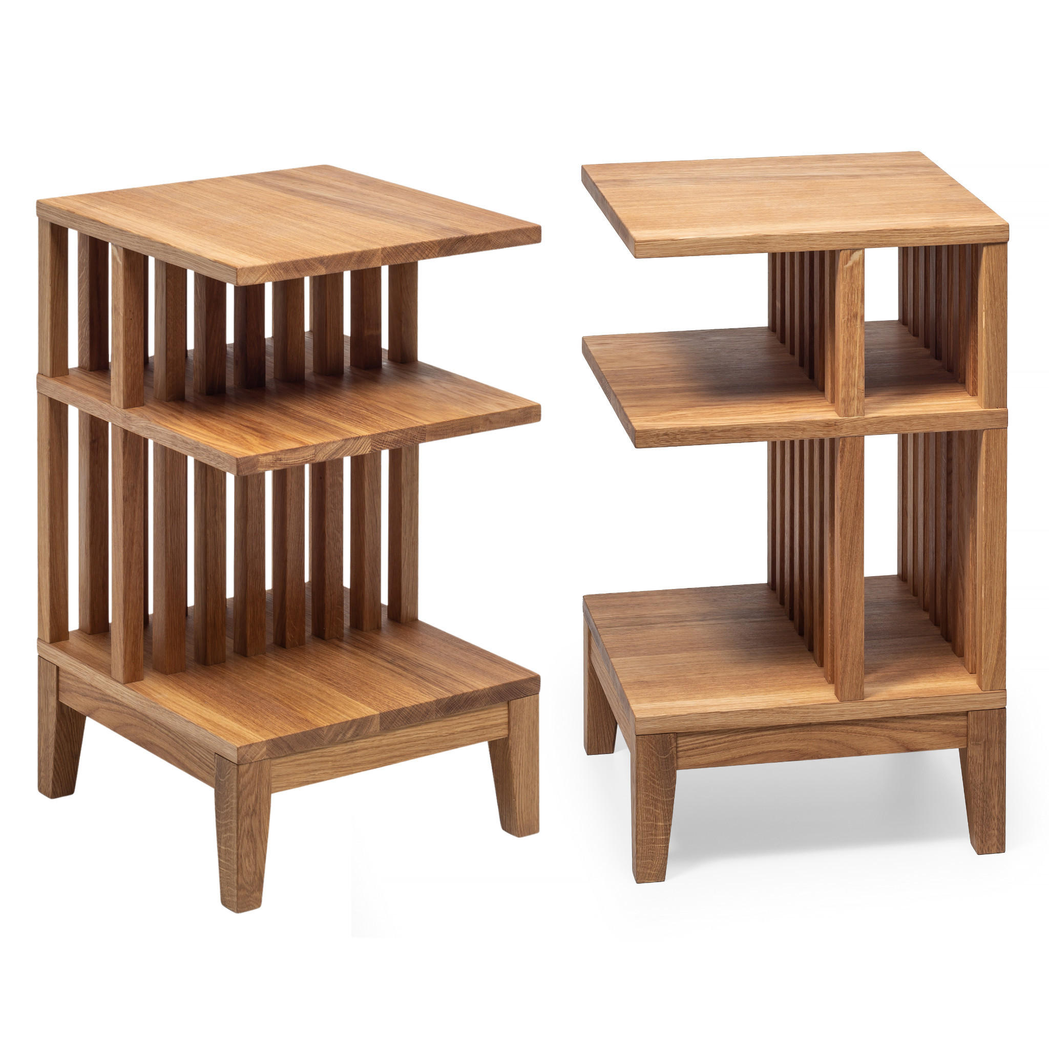 NACHTTISCH Celine 2er Set, Eiche, 37,5/37,5/65 cm - Beige, Holz (37.5/65/37.5cm) - WOODEK