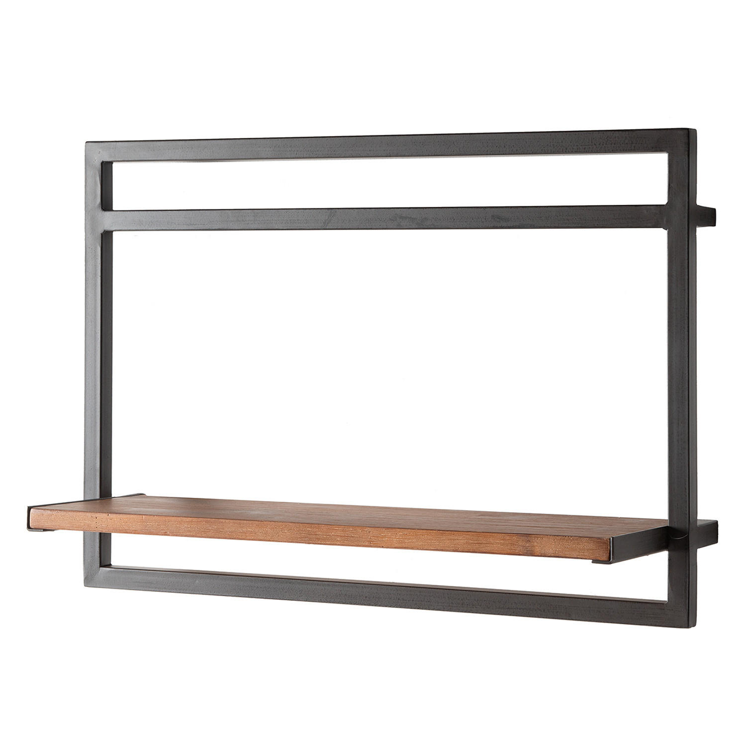 WANDREGAL - Akazie massiv / Metall - Anthrazit - Akaziefarben, Holz/Metall (58/40/19cm) - home24
