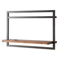 WANDREGAL - Akazie massiv / Metall - Anthrazit - Akaziefarben, Holz/Metall (58/40/19cm) - home24