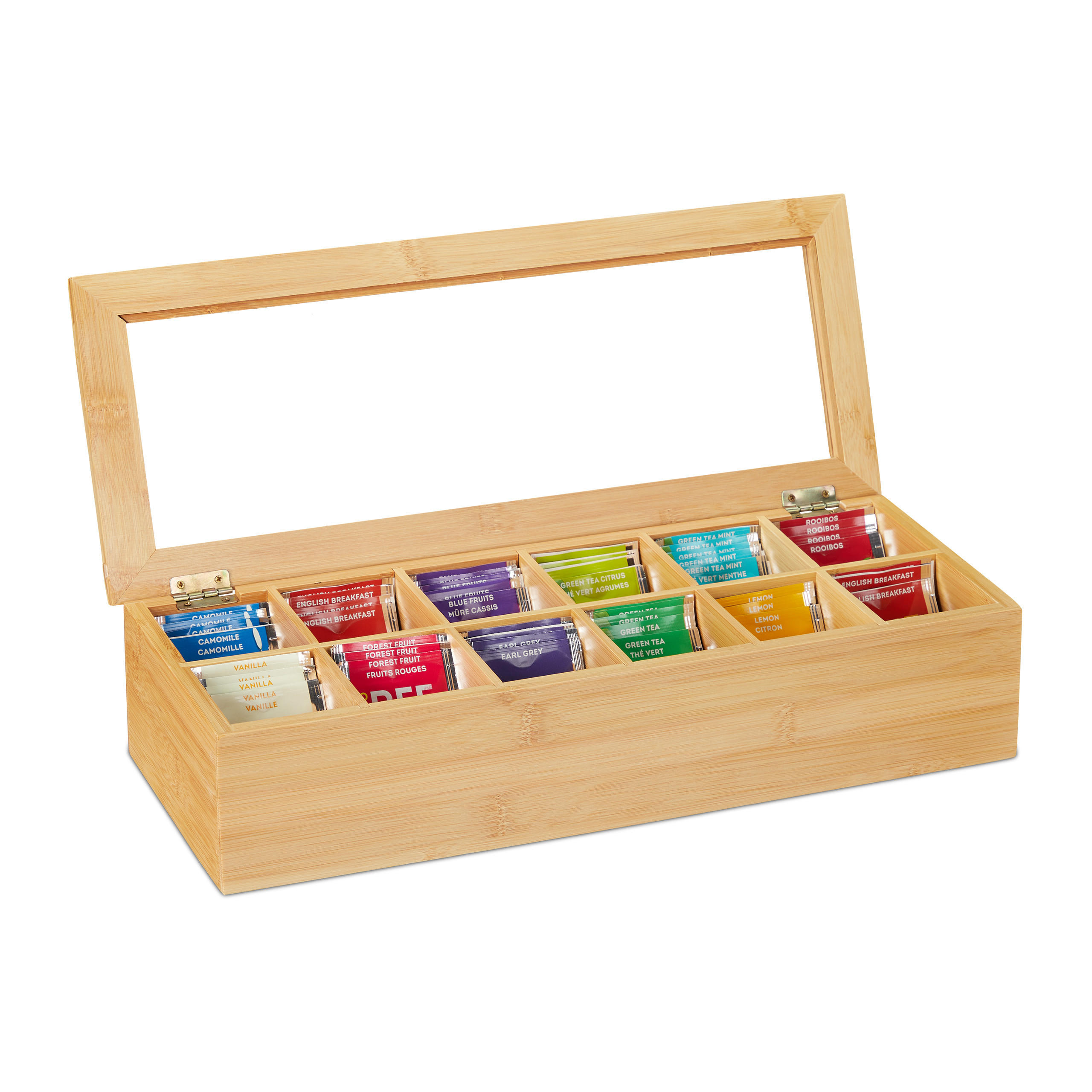 TEEBOX - Hellbraun, Holz/Kunststoff (41/9/16cm) - Relaxdays