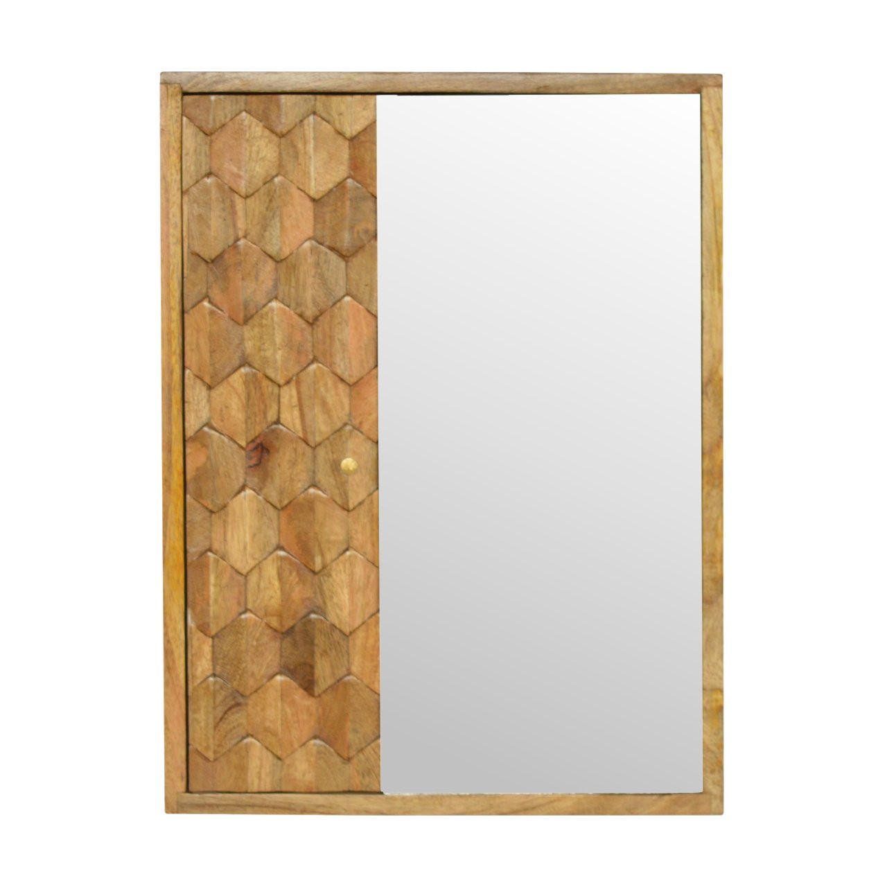 SPIEGELSCHRANK mit Ananas-Schnitzerei - Messingfarben/Braun, Holz/Metall (43/58/12cm) - Artisan Furniture