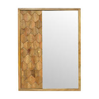 SPIEGELSCHRANK mit Ananas-Schnitzerei - Messingfarben/Braun, Holz/Metall (43/58/12cm) - Artisan Furniture