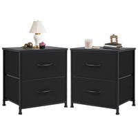 NACHTSCHRANK 2er Set 45,7/50,8/30 cm mit 2 Stoffschubladen schwarz - Schwarz, Metall (45.7/50.8/30cm) - Kaket