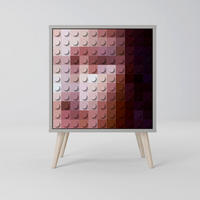 SIDEBOARD CONSTRUCTIVE ART, Grau, 57,5x42x77,5 cm, Schräge Buchenholzfüße - Buchefarben/Multicolor, Holzwerkstoff/Buchenholz (57.5/77.5/42cm) - SpaceRebels