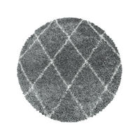 TEPPICH Hochflor Shaggy Geometrisch Polypropylen Wohnzimmer Grau Rund 160x160 - Grau, Textil (160/160cm) - KADIMA DESIGN