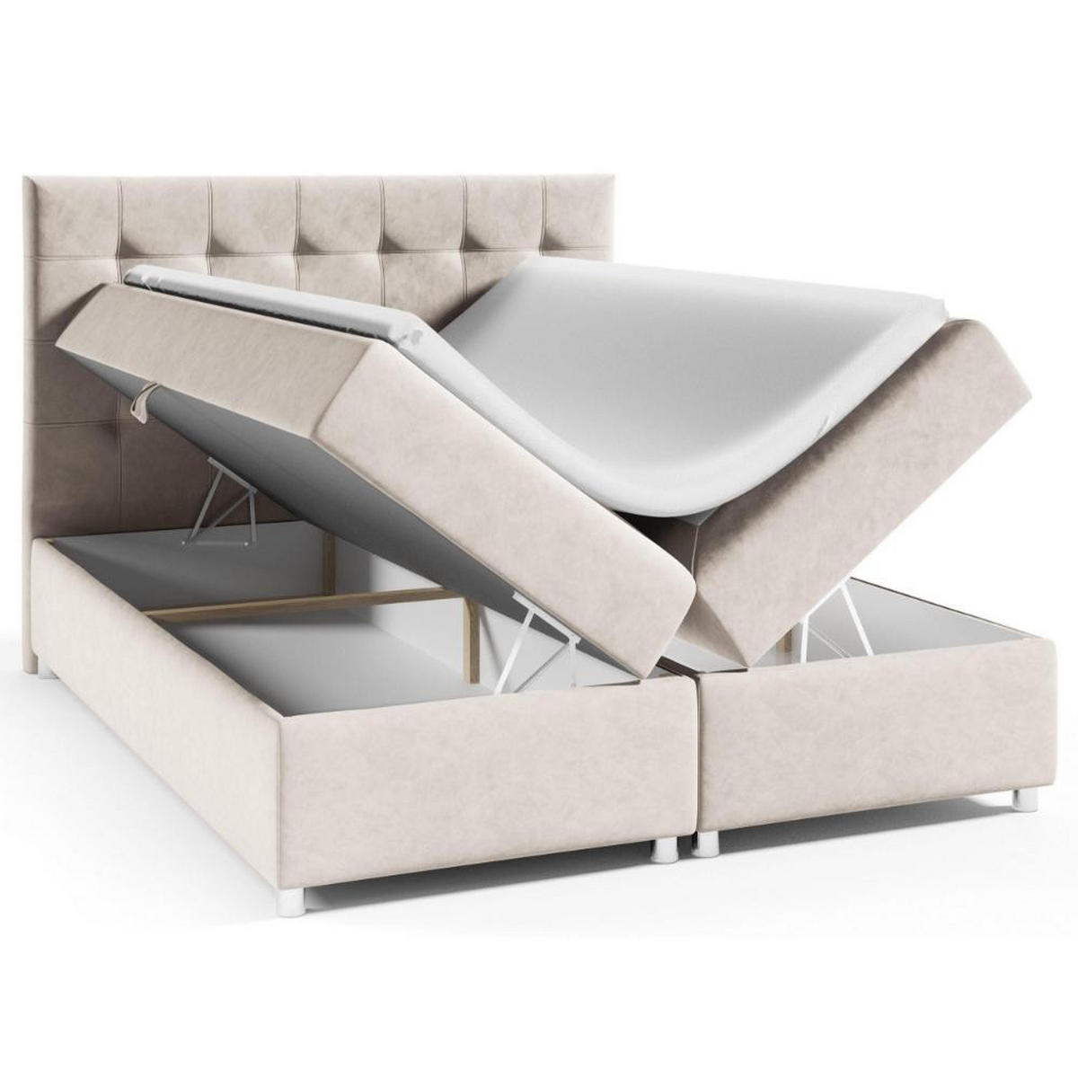 BOXBETT mit Bettkasten Trinity K-12 Bonellfederkern inkl. Topper - Grün, Holz/Holzwerkstoff (200/200cm) - Best For Home